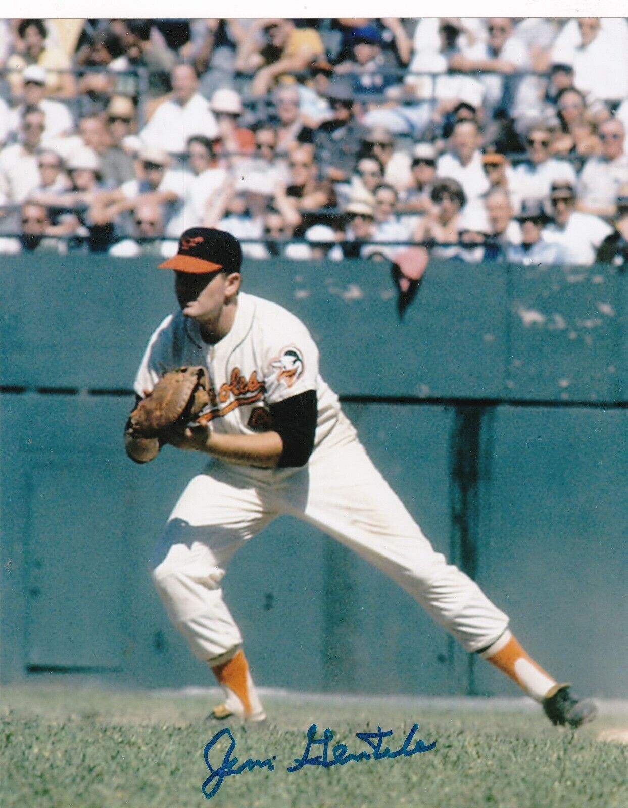 JIM GENTILE BALTIMORE ORIOLES ACTION SIGNED 8x10