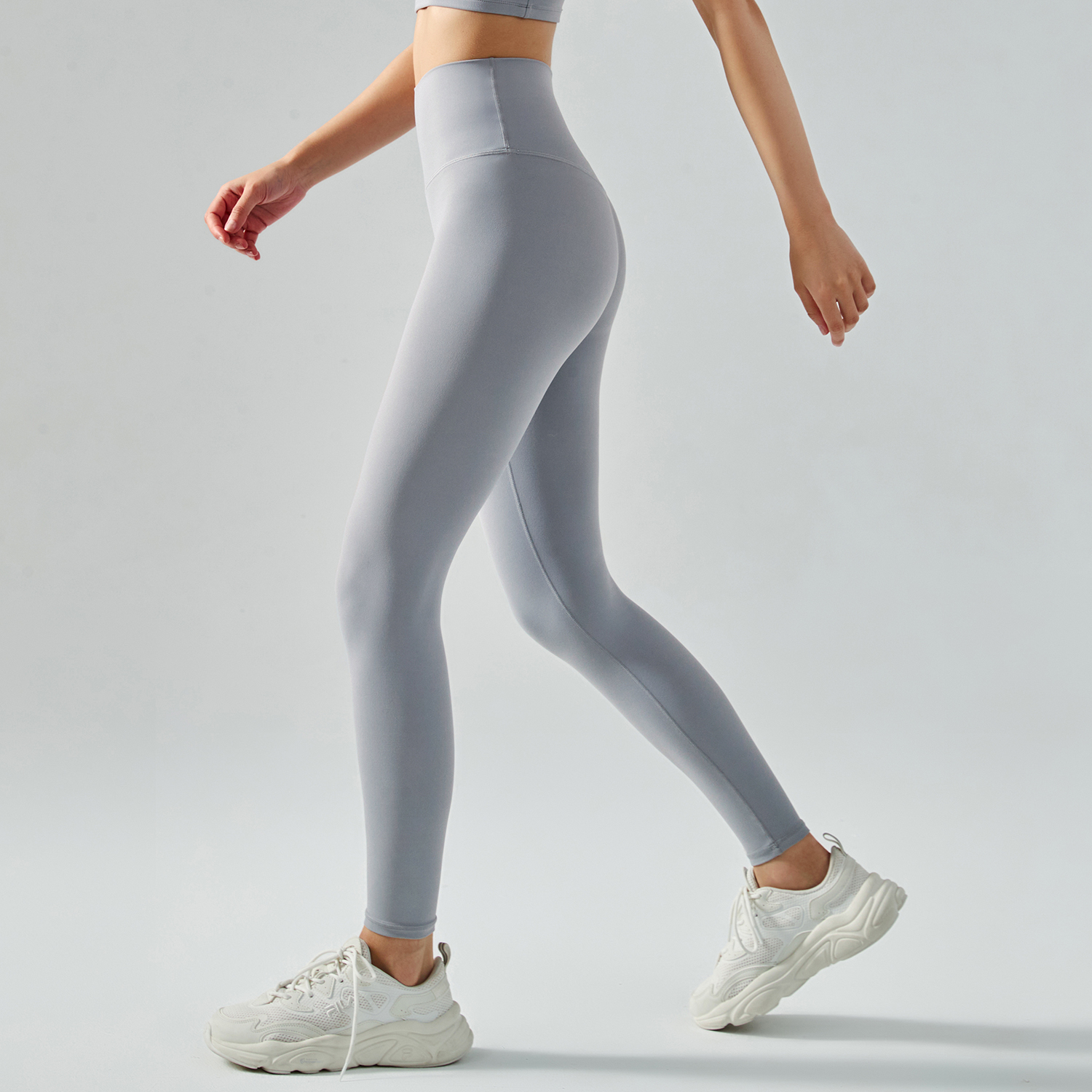 Buy Hergymclothing Rhino Gray no camel toe slim fit wide waist bubble peach super stretch tummy control non see through nylon gym yoga pants online