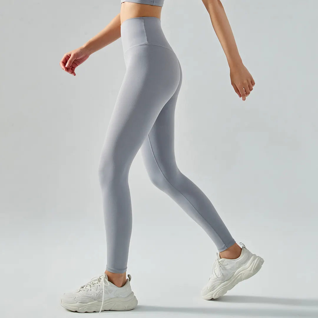 Buy Hergymclothing Rhino Gray no camel toe slim fit wide waist bubble peach super stretch tummy control non see through nylon gym yoga pants online