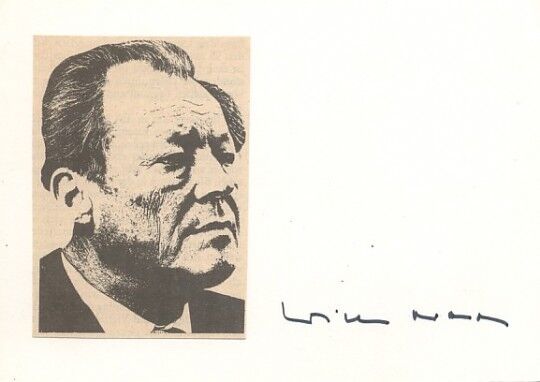 Germany Chancellor Willy Brandt 1913-92 signed card 4x6 inch w.attached picture