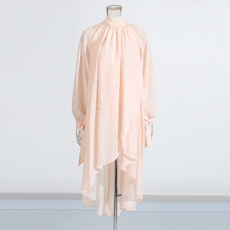 Zingj Fashion Niche Design Simple Wind Top 2025 New Temperament Long-Sleeved Lotus Leaf Side Solid Shirt Woman