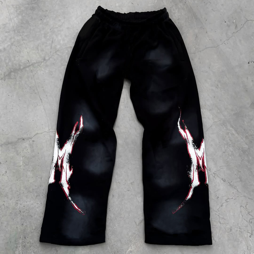 Word M Printed Pocket Sweatshirt Pants