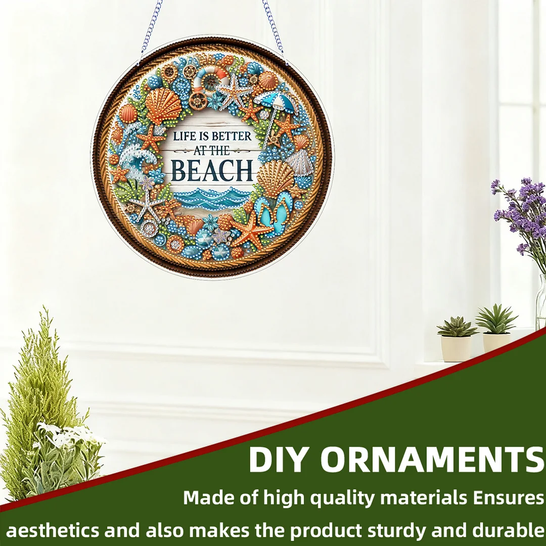 Seashell 2D Flat DIY Diamond Art Pendant for Adults Gift Home Window Wall Decor