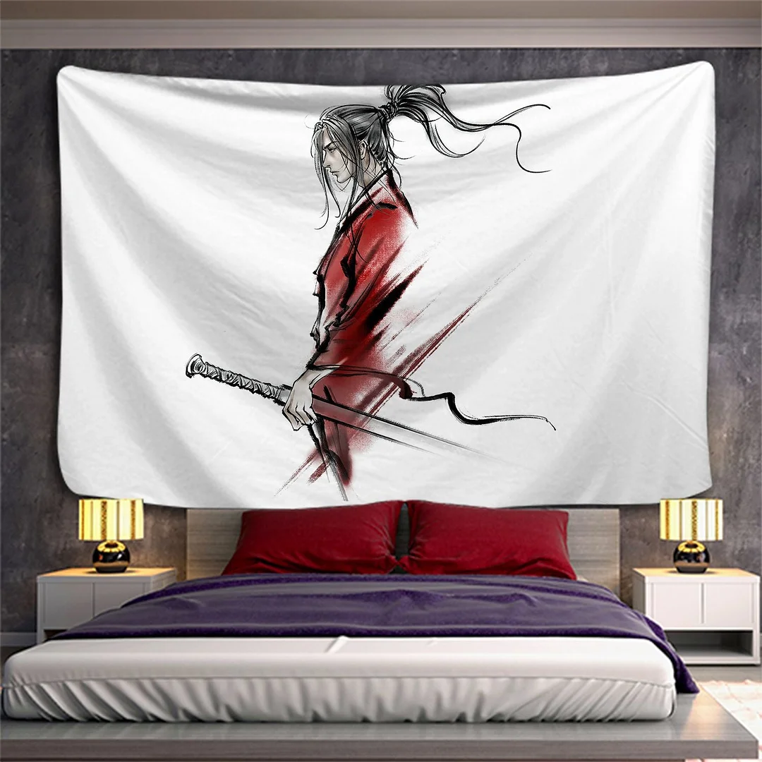 Aikido Armor Bushido Katana Battle Psychedelic Tapestry Wall Hanging Room Carpet Dorm Tapestries Art Home Decoration Accessories