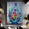 Fleurs goutte d&rsquo;eau-peinture diamant ronde-30*40cm