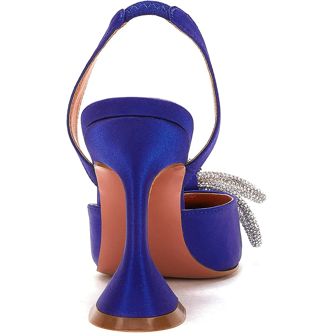 95mm Begum Crystal Bowknot Party Wedding Heels Slingback Women's Pumps-MERUMOTE