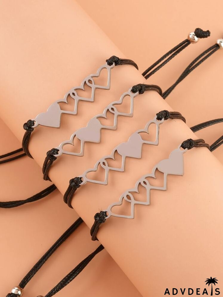 4pcs Heart Decor Bracelet
