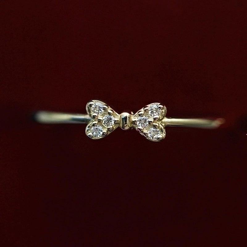 925 Sterling Silver Gem Bow Knot Rings