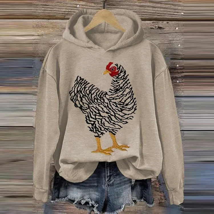 Women'S Funny Chick Print Long Sleeve Sweatshirt