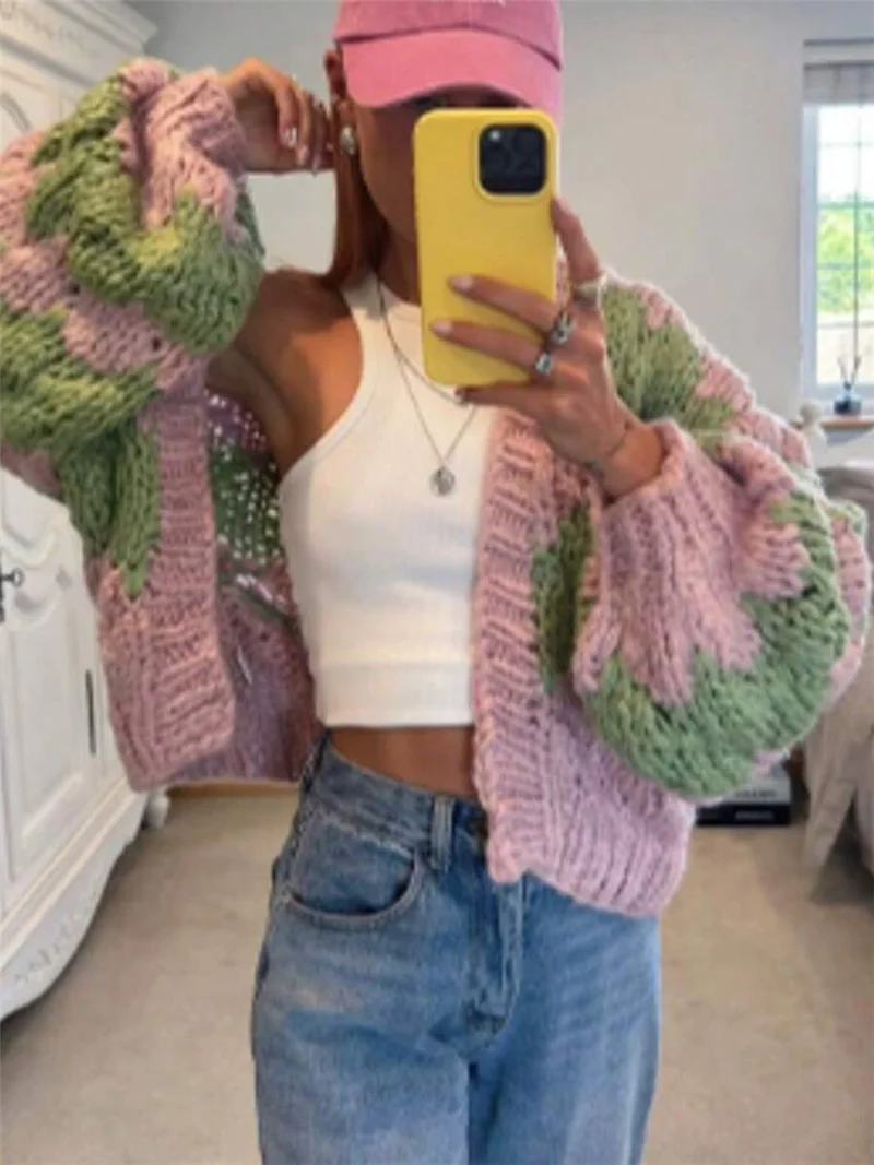 Athvotar Athvotar And Winter Leisure 2025 Women's New Products Jacket Knitted Cardigan Sweater Clammed Lady's Jacket