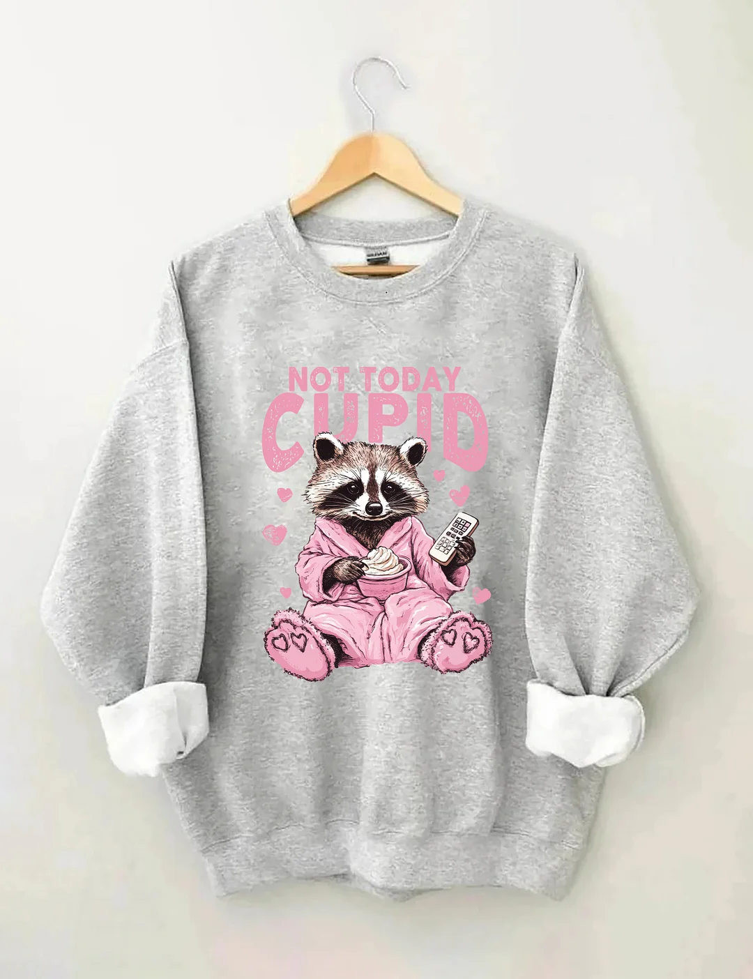 Not Today Cupid Snarky Raccoon Valentine's Day Sweatshirt
