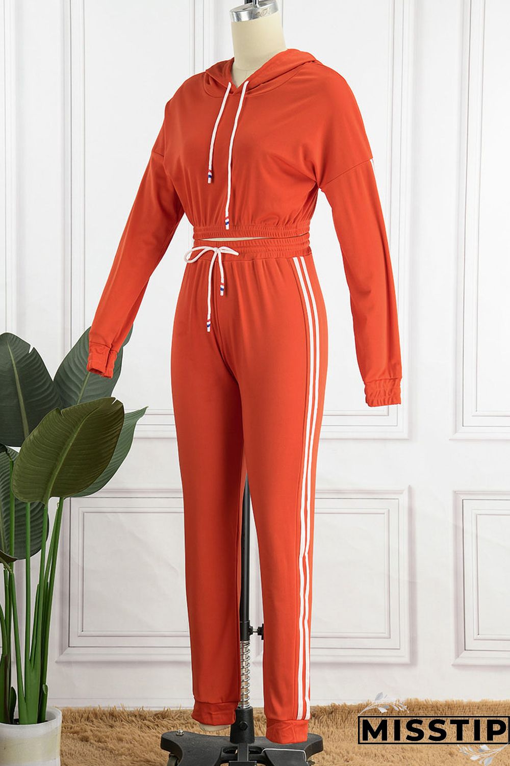 Red Casual Solid Patchwork Hooded Collar Long Sleeve Two Pieces