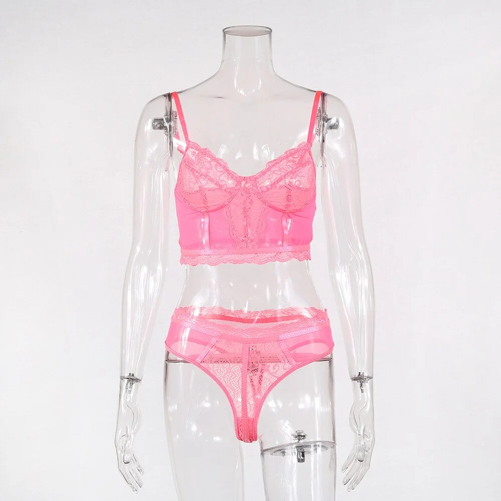 Floral Embroidery Lace Bra Set Women Sexy Lace Underwear 2020 Ladies Fashion Perspective 2-piece Bra Set