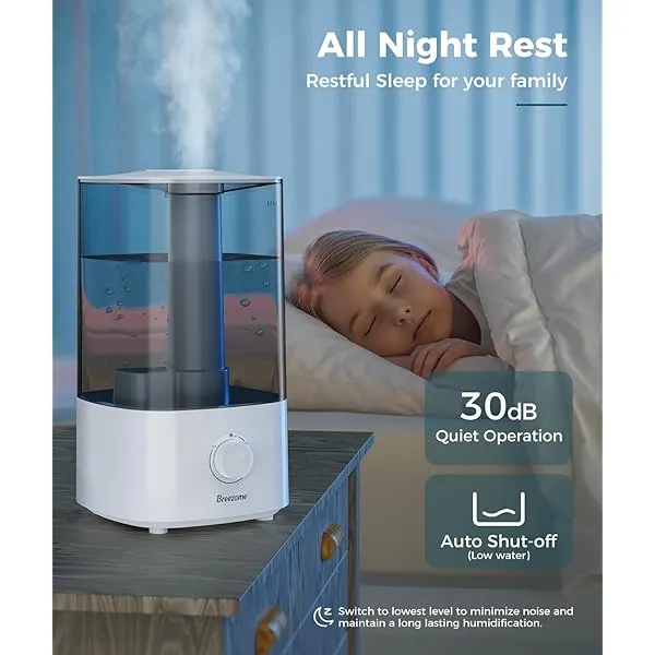 BREEZOME 4L Humidifiers for Bedroom, Top Fill Cool Mist Ultrasonic ...