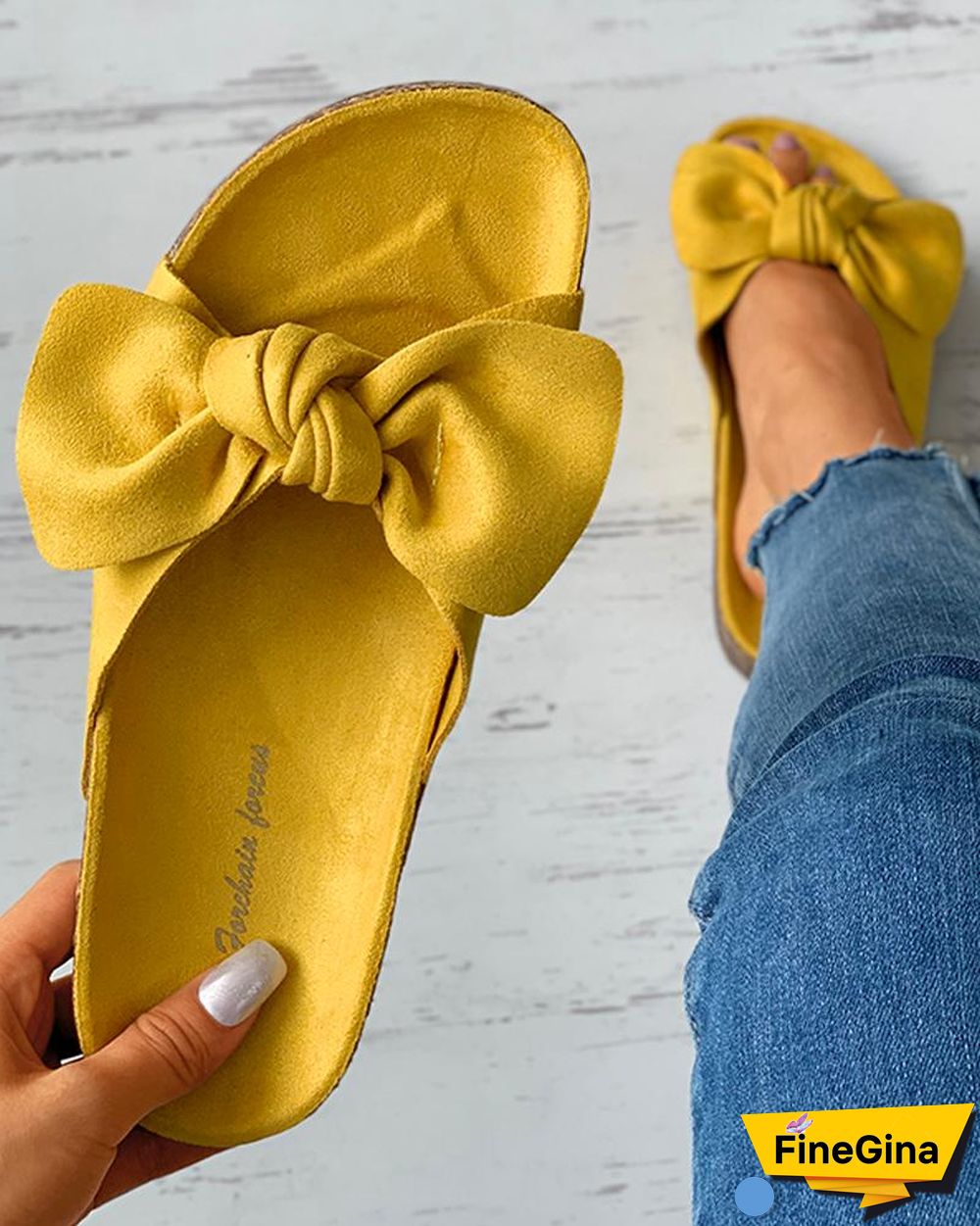 Bowknot Decor Open Toe Flat Sandals