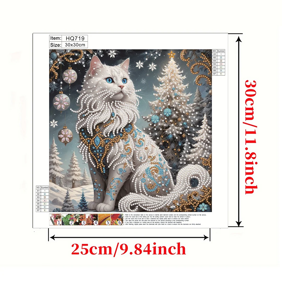 Winter Cat - Partial Special Shaped Drill Diamond Painting Kits (Canvas|30*30cm)