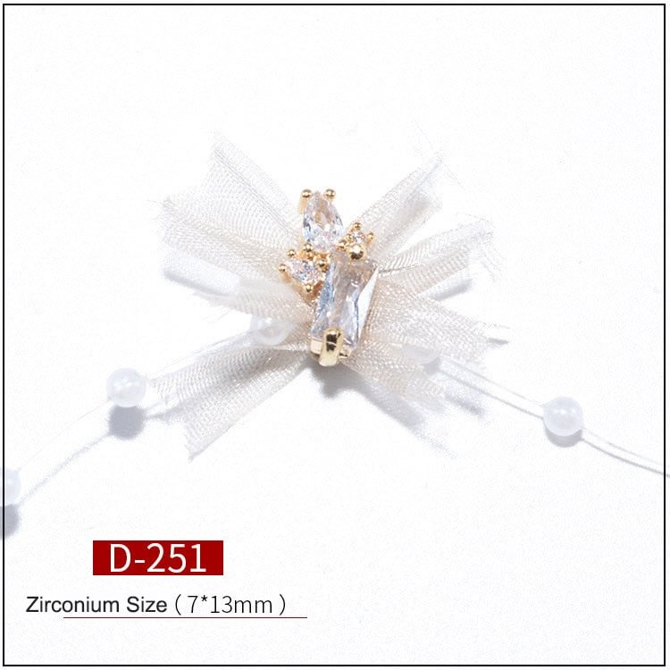 Nail Decoration Elegant Bowknot Designs 5 pcs/Set Lace With Exquisite Zircon Rhinestones For Nail Tips Beauty Salons