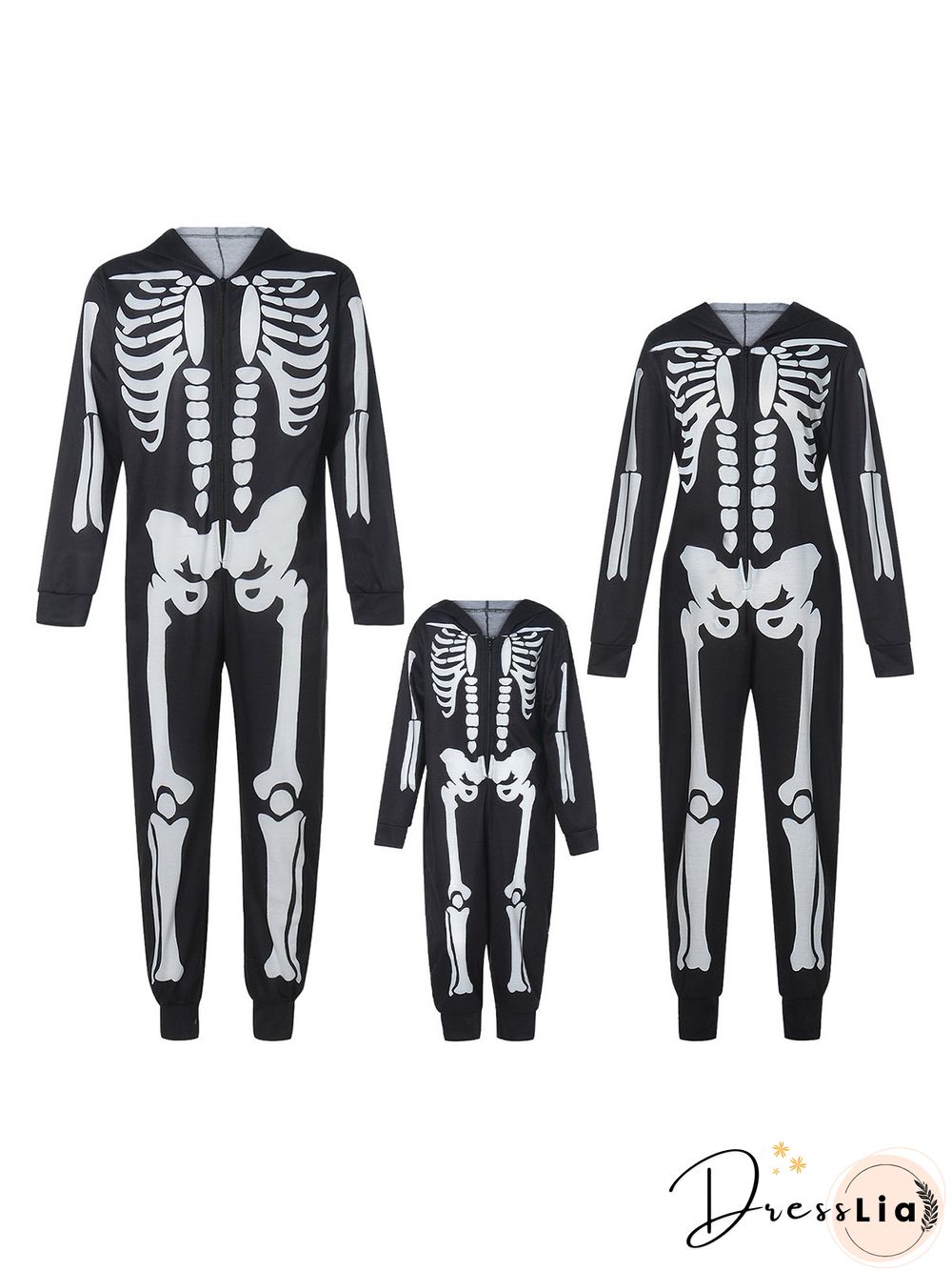 Skull Party Print High Elastic loose h-line regular plus size parents children sets