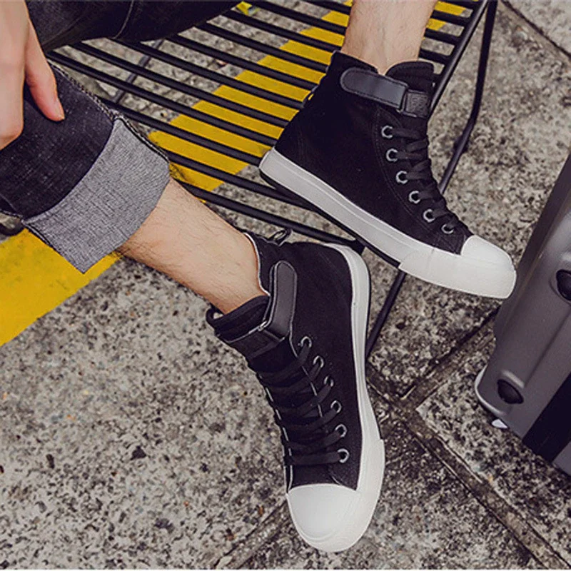 Wongn Casual Shoes White High-top Canvas Shoes Men's Shoes Fashion Ladies Fashion Small White Shoes High-top Flats Sneakers
