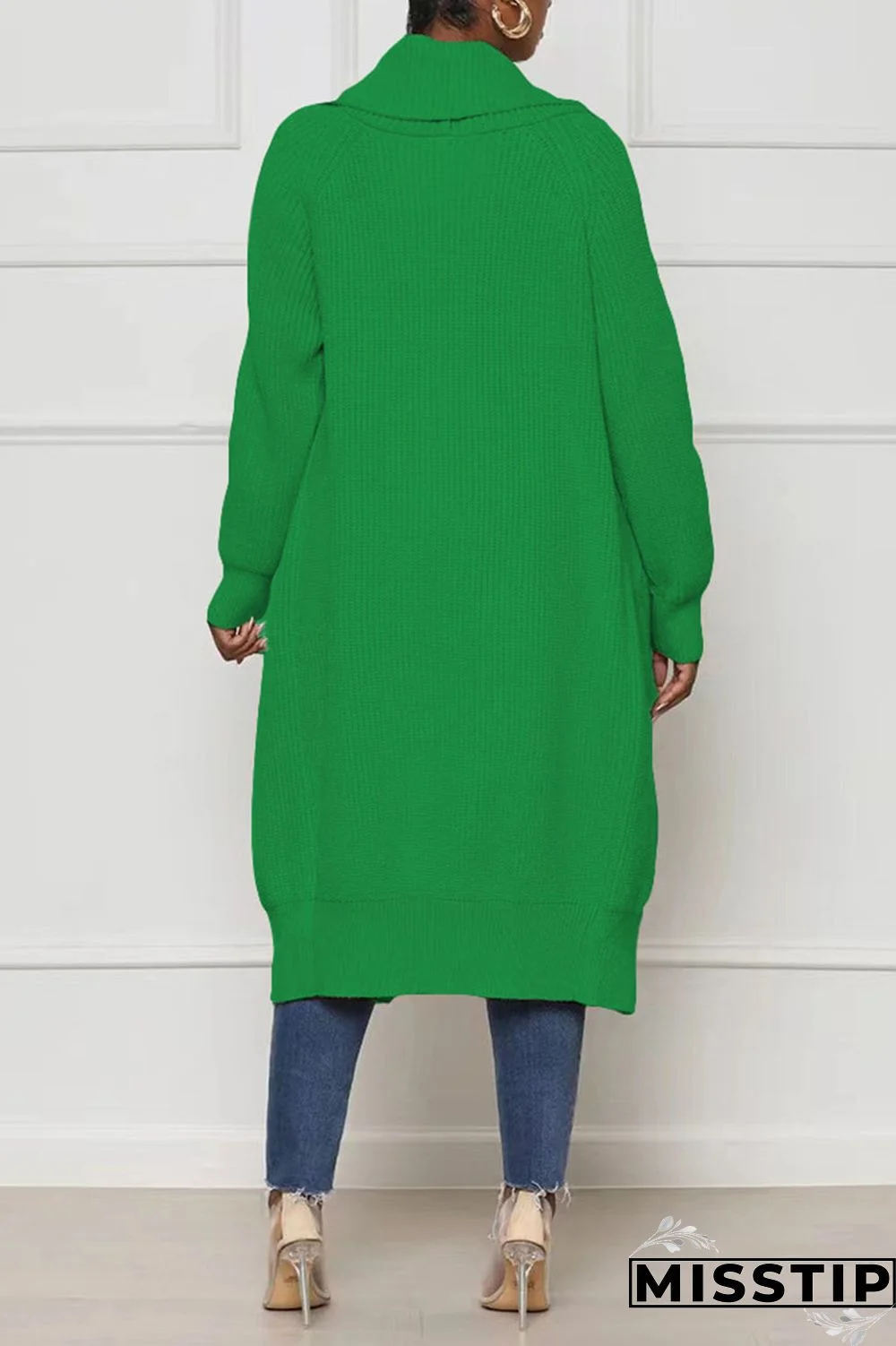 Black Casual Solid Patchwork Cardigan Collar Outerwear