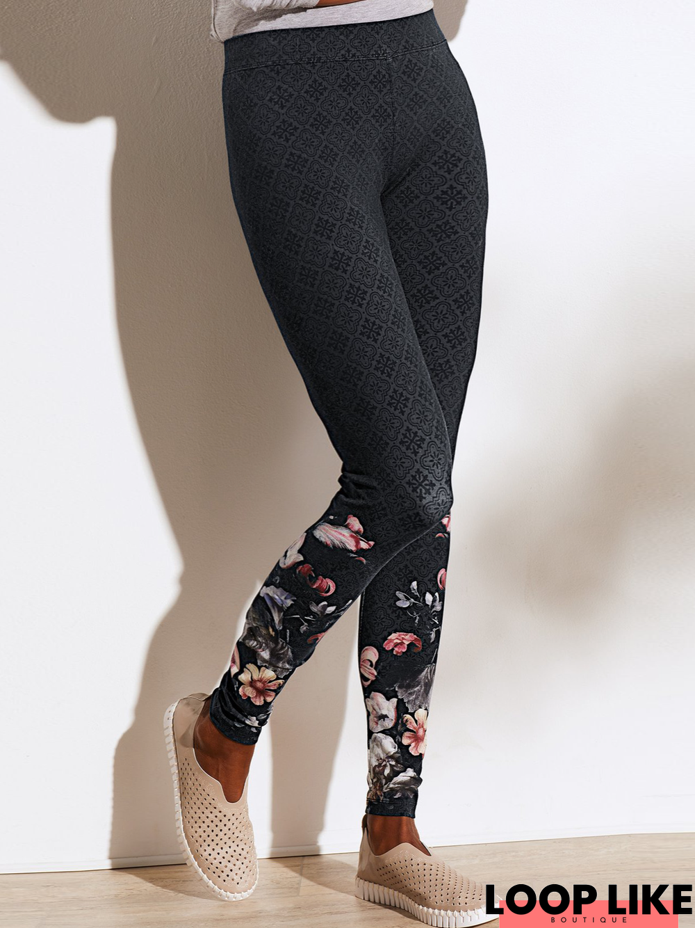 Cotton-Blend Floral Leggings