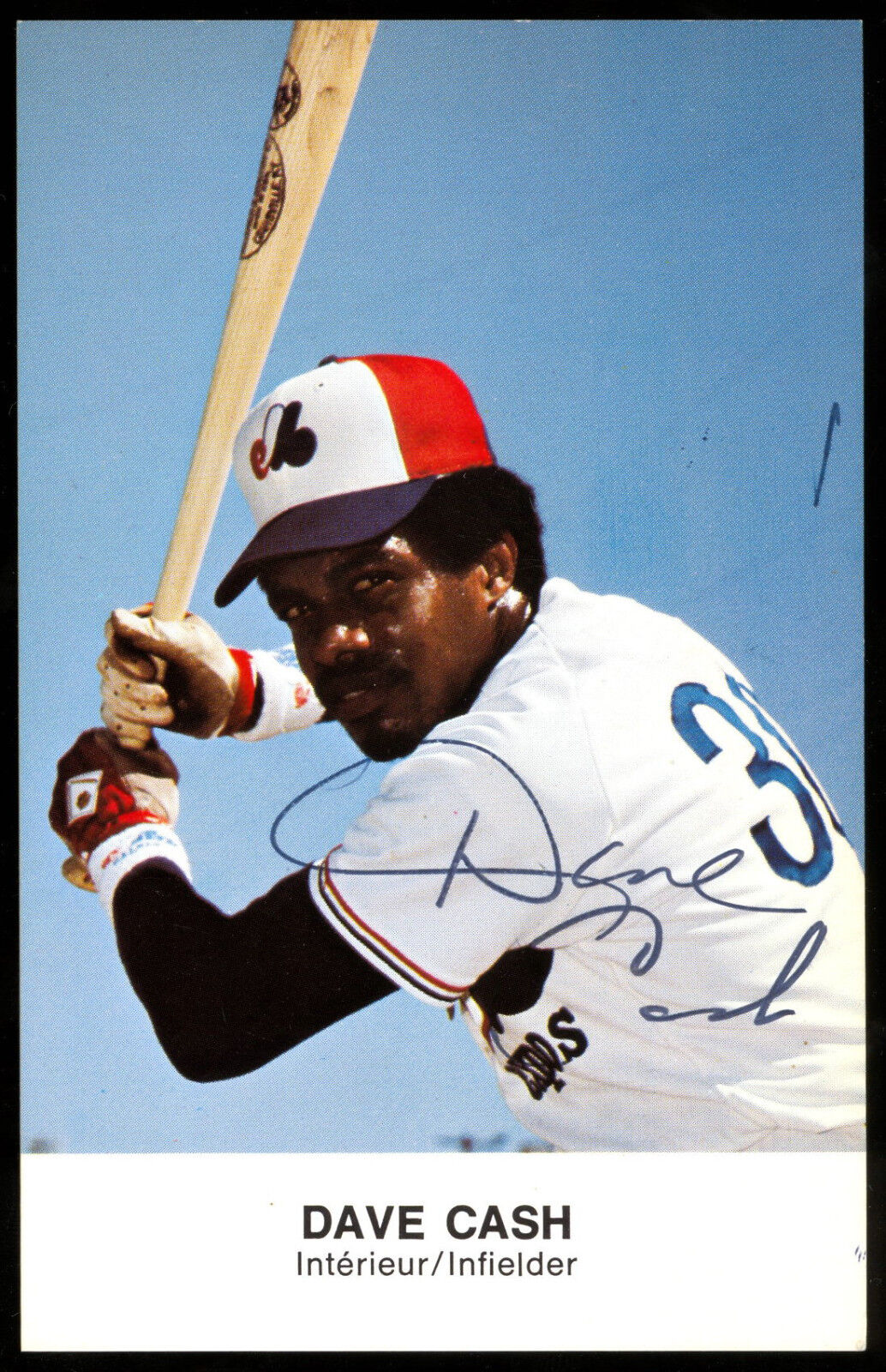 DAVE CASH HAND SIGNED auto AUTOGRAPH ON MONTREAL EXPOS TEAM Photo Poster painting CARD