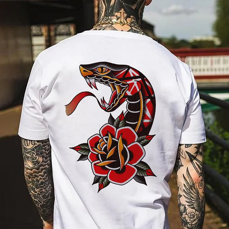 Fierce Snake Floral Printed Men's T-shirt