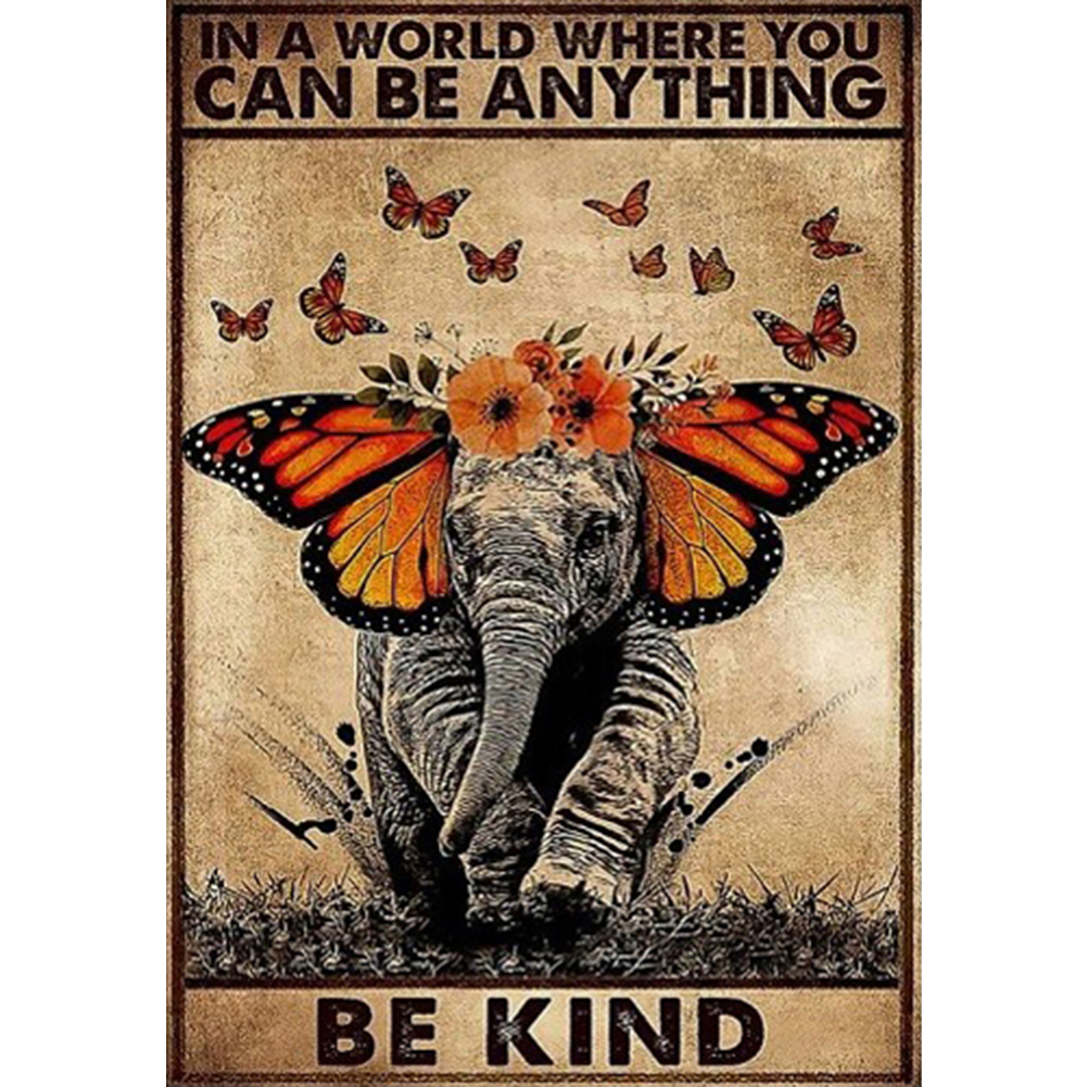 

Elephant Butterfly - 11CT Stamped Cross Stitch - 40*53CM, 501 Original