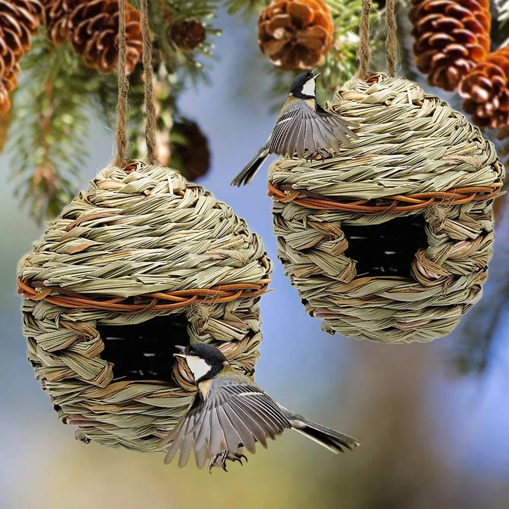 Grass Hand Woven Bird House For Outdoor Hanging