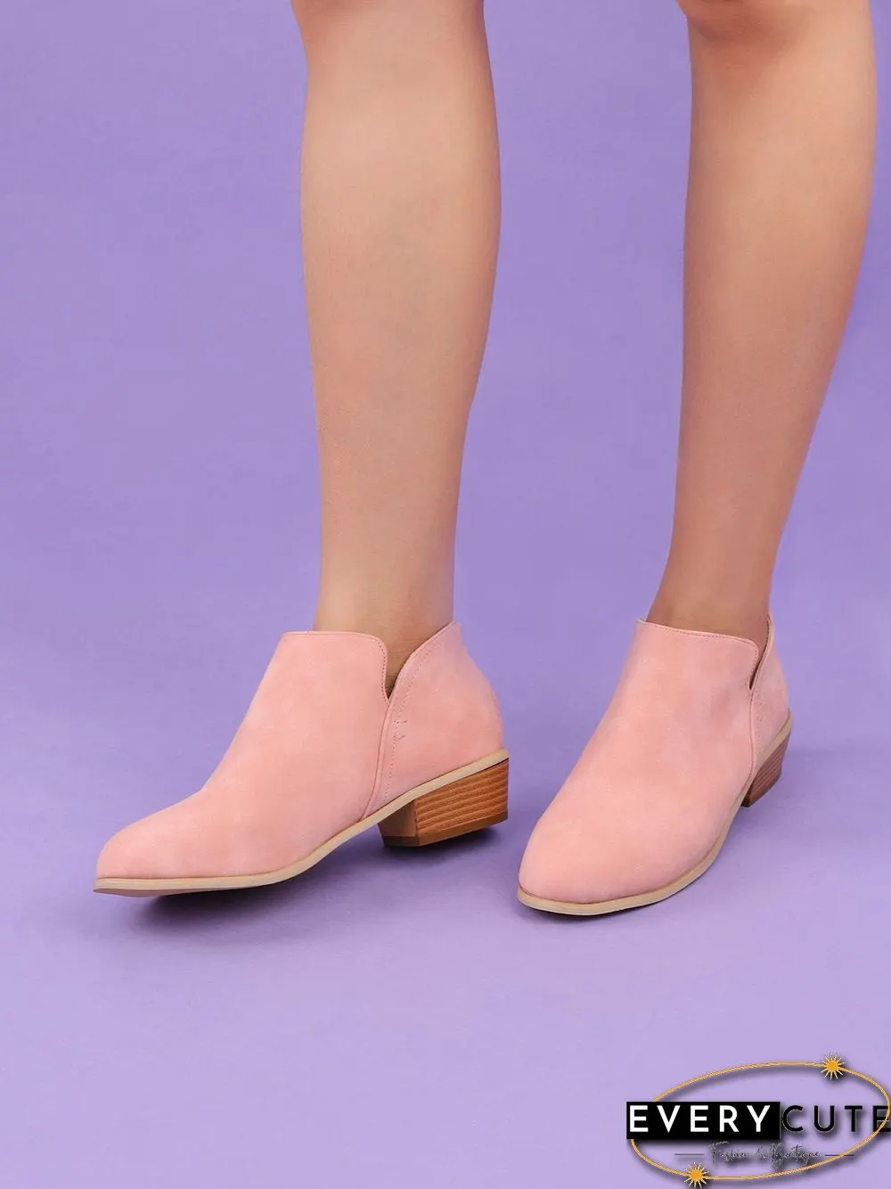 Pu Chunky Heel Zipper Pumps