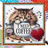 Coffee Cat-Partial 11CT Stamped Cross Stitch Bead Embroidery 36*36cm/14.17*14.17in tapestrymarket