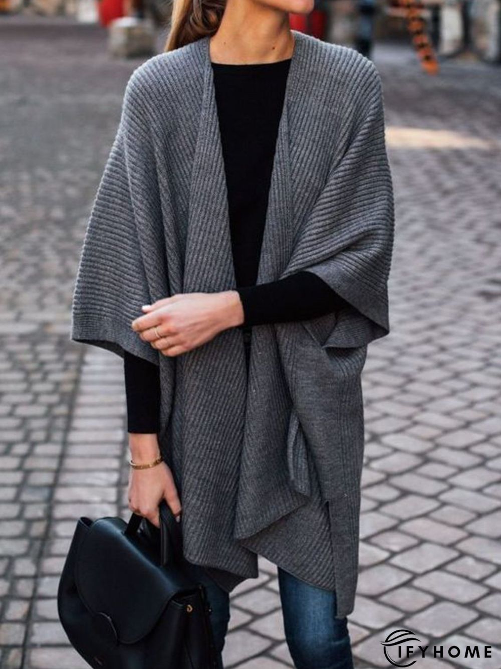 Collarless Casual Solid Cardigan | IFYHOME