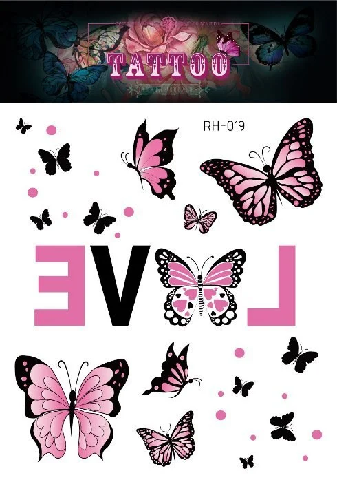 24 Kinds 3D Butterfly Tattoo Flowers Watercolor Temporary Body Art Sticker Disposable Make Up Concealer tatouage temporaire