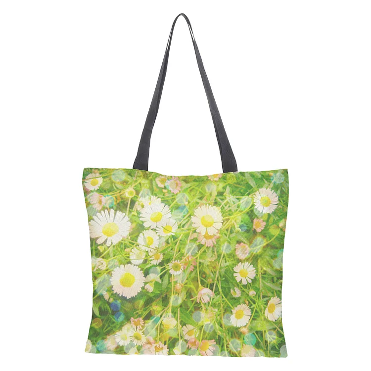 Linen Eco-friendly Tote Bag - Flower