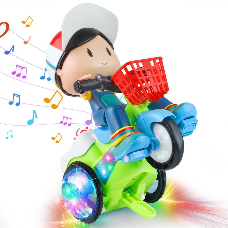 Kids Electric Stunt Tricycle Toy with Lights Music Wiggling Action & Obstacle Avoidance Fun for Toddlers Christmas Gift Idea