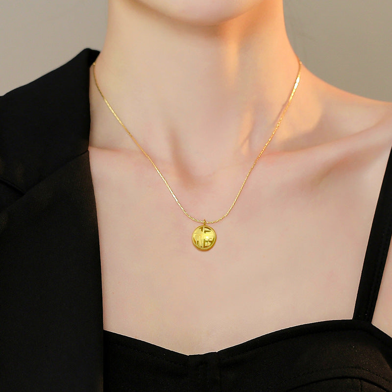 Women Cartoon Gourd Lotus Pod Clover Tree Wheat Cactus Flower Peach Blossom Leaf Geometric Titanium Steel Electroplating Necklaces