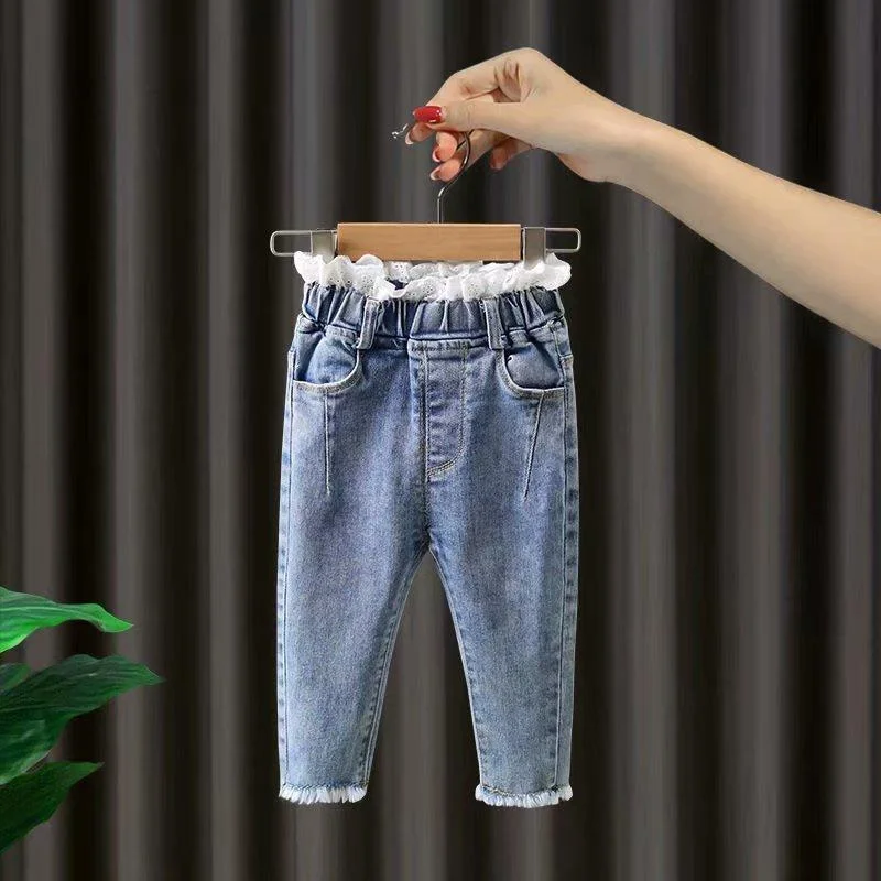 2020 Baby Girl Boy Casual Pants Jeans Spring Autumn Summer Kids Denim Pant Lace Children Trousers Clothing 7Colors