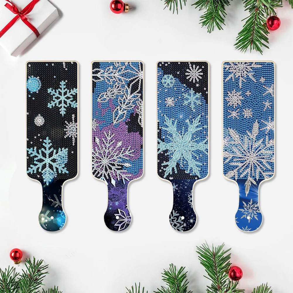 4Pcs Winter Snowflake Diamond Painting Serving Tray for Countertop Decor