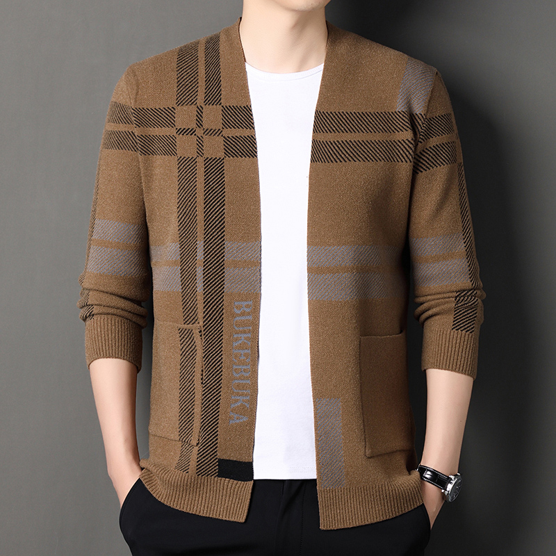 Trusthomeno High Quality Men's New Spring and Autumn Cardigan Fashion Casual Coats Mens Clothes  Knitted Sweater