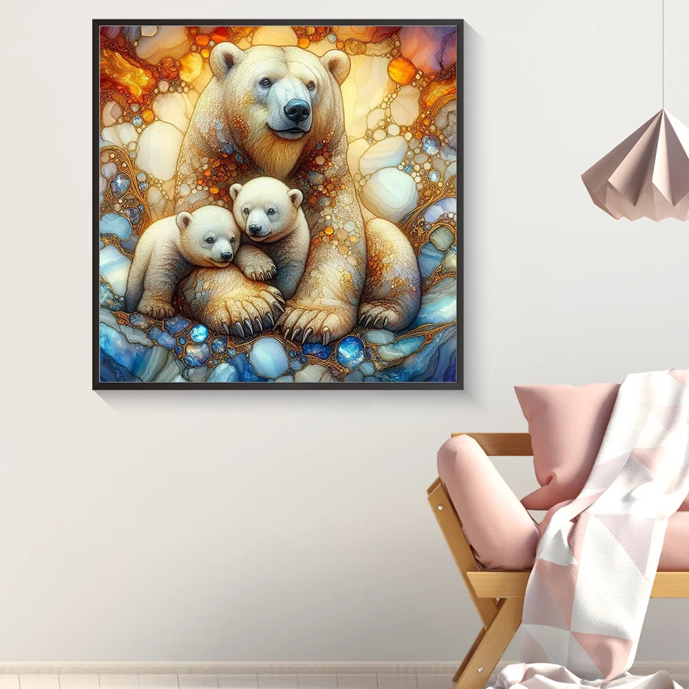 Diamond Painting - Full Round Drill - Polar Bear Family(Canvas|40*40cm)