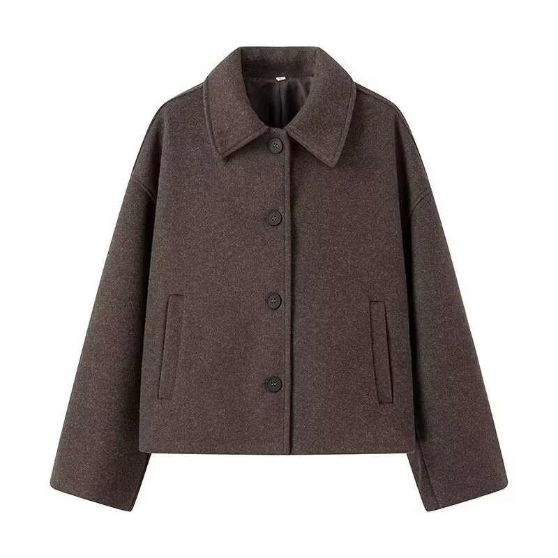 Toloer Toloer Spring And Autumn Women's Fashion Casual Lapel Versatile Two-Color Hair Short Coat-Outfit Ideas