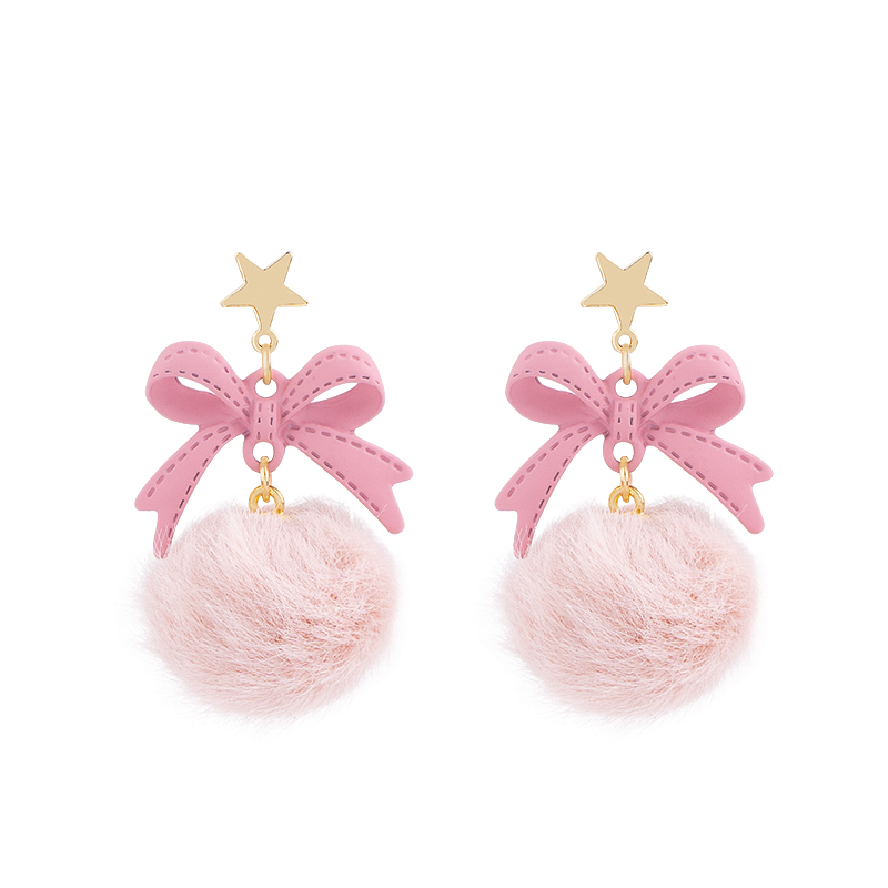 Christmas Star Bow Tassel Earrings Chic Winter Collection for Women 