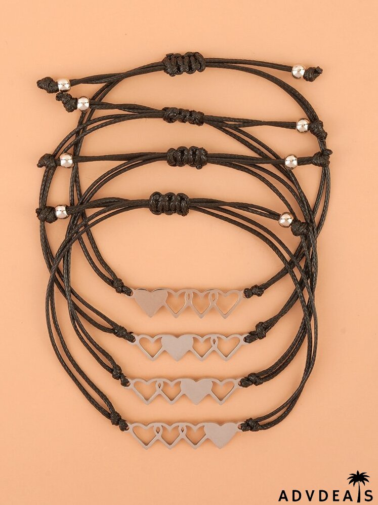 4pcs Heart Decor Bracelet