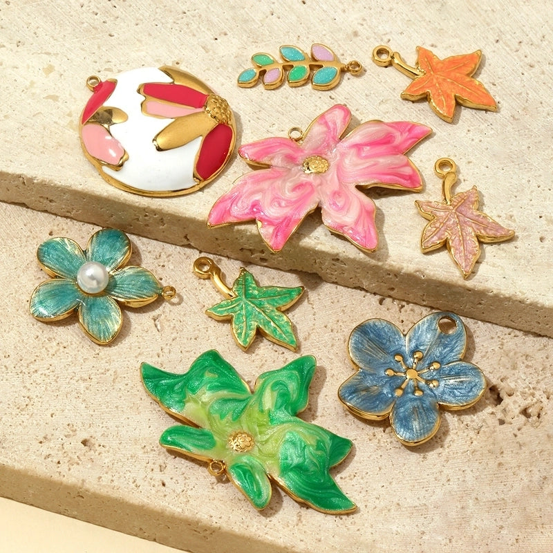 3 PCS/Package 8 * 20mm 304 Stainless Steel Leaf Flower Pendant Jewelry Accessories