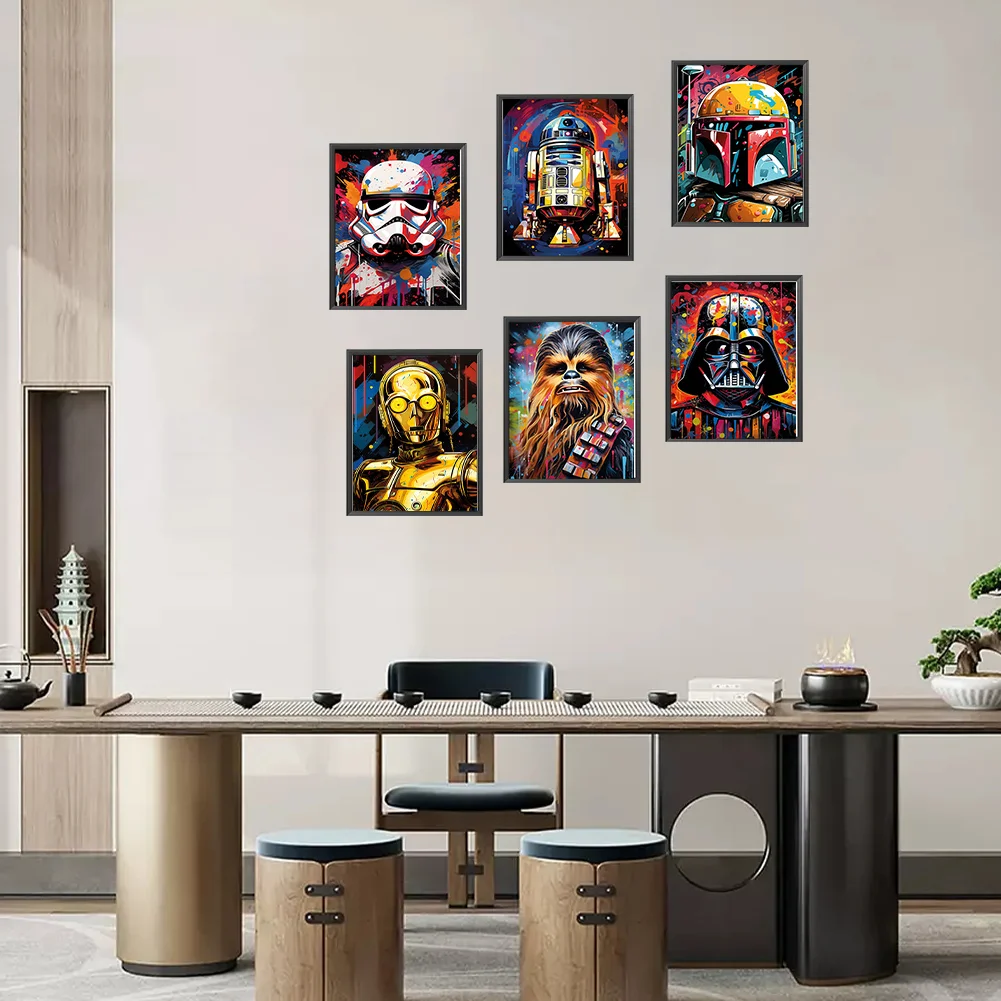 6pcs Diamond Painting - Full Round Drill - Star Wars(Canvas|30*40cm)