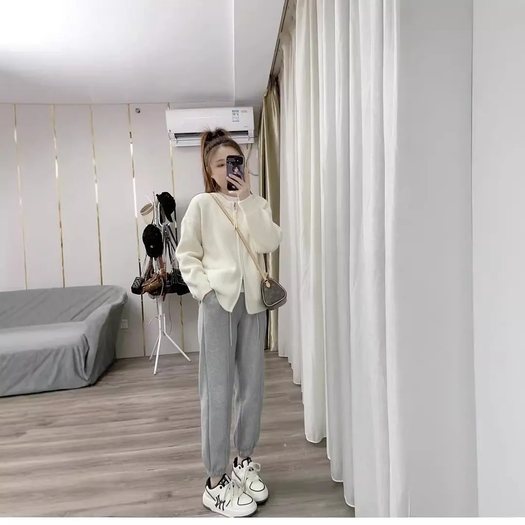 Churchf Color Lazy Wind Double-Headed Zipper Soft Waxy Sweater Autumn New Women's High-Level Versatile Knit Cardigan