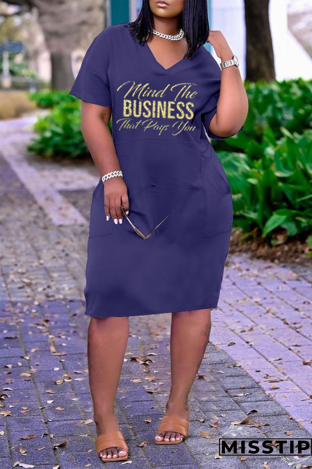 Pink Fashion Casual Letter Print Basic V Neck Short Sleeve Dress