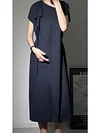 High-end Light Luxury French Romantic Knee-length Ice Silk Short-sleeved Drape Dress