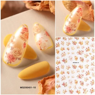 1 Sheet 3D Angel Design Nail Stickers Elegant Cupid Flower Nail Art Decoration DIY Back Adhesive Decal Ornament Stickers-Nail Inspo