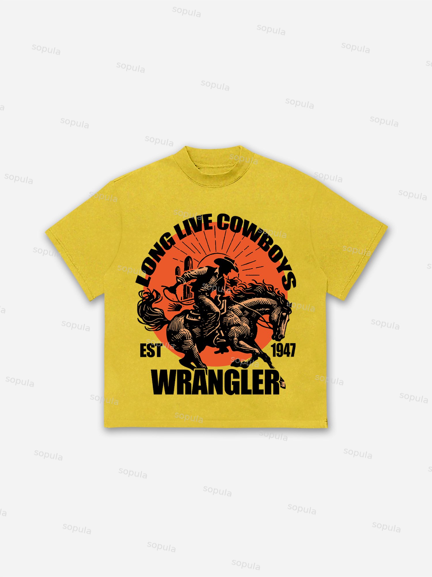 Long Live Cowboys Wrangler Print Cotton T-shirt - Sopula｜Premium Graphic Tees & Graphic Clothing